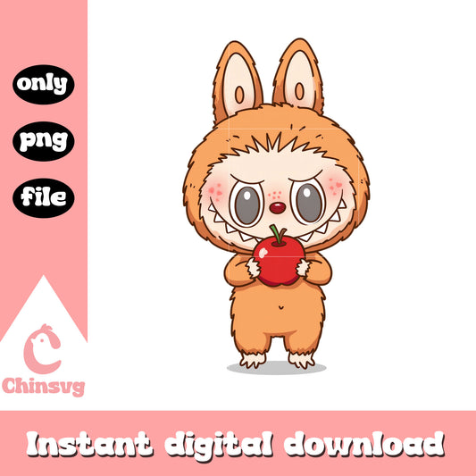 Labubu orange apple doll design png, labubu toy png
