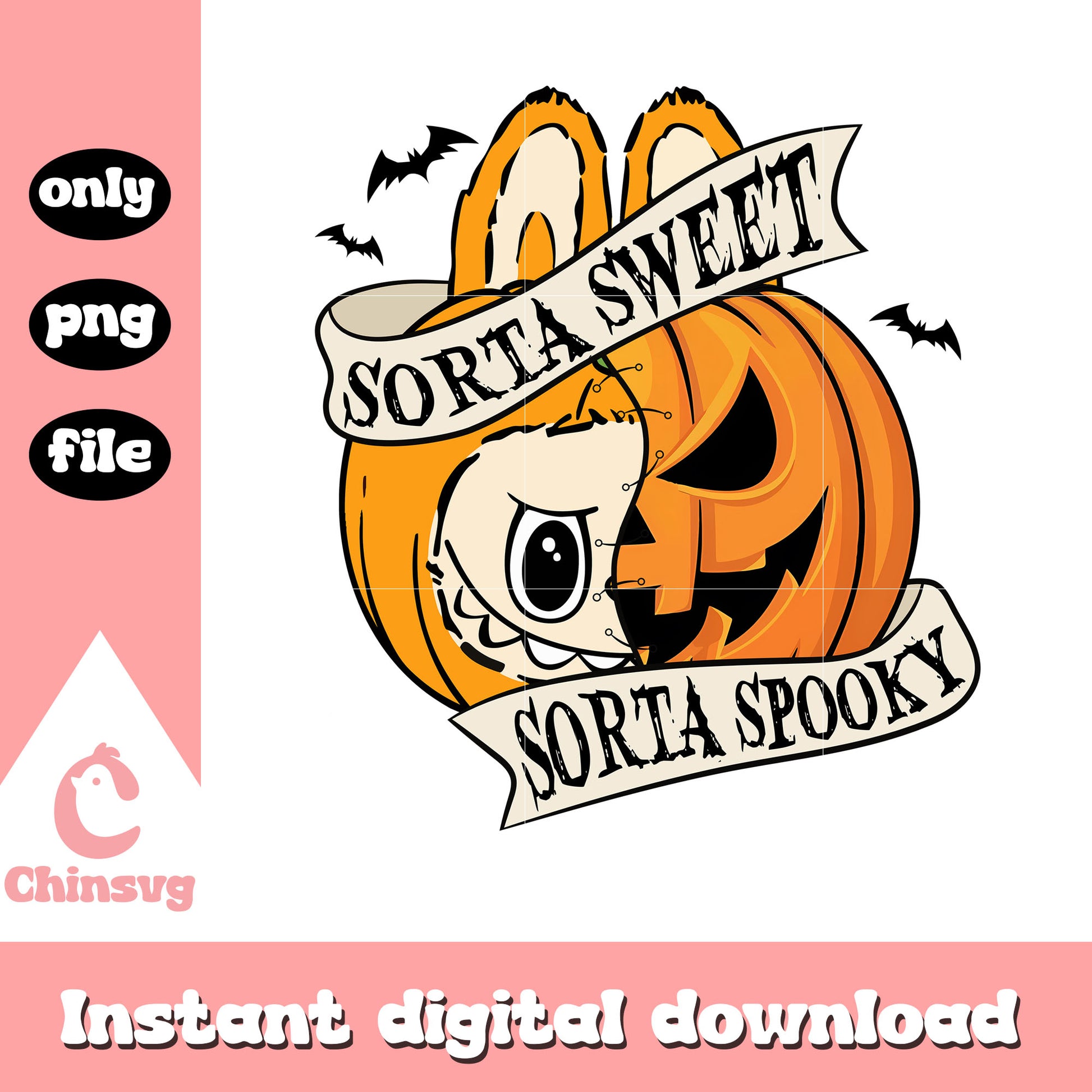 Labubu orange sorta sweet spooky halloween png, labubu png