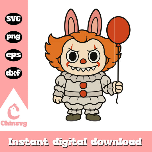 Labubu pennywise doll drawing svg, pennywise halloween svg