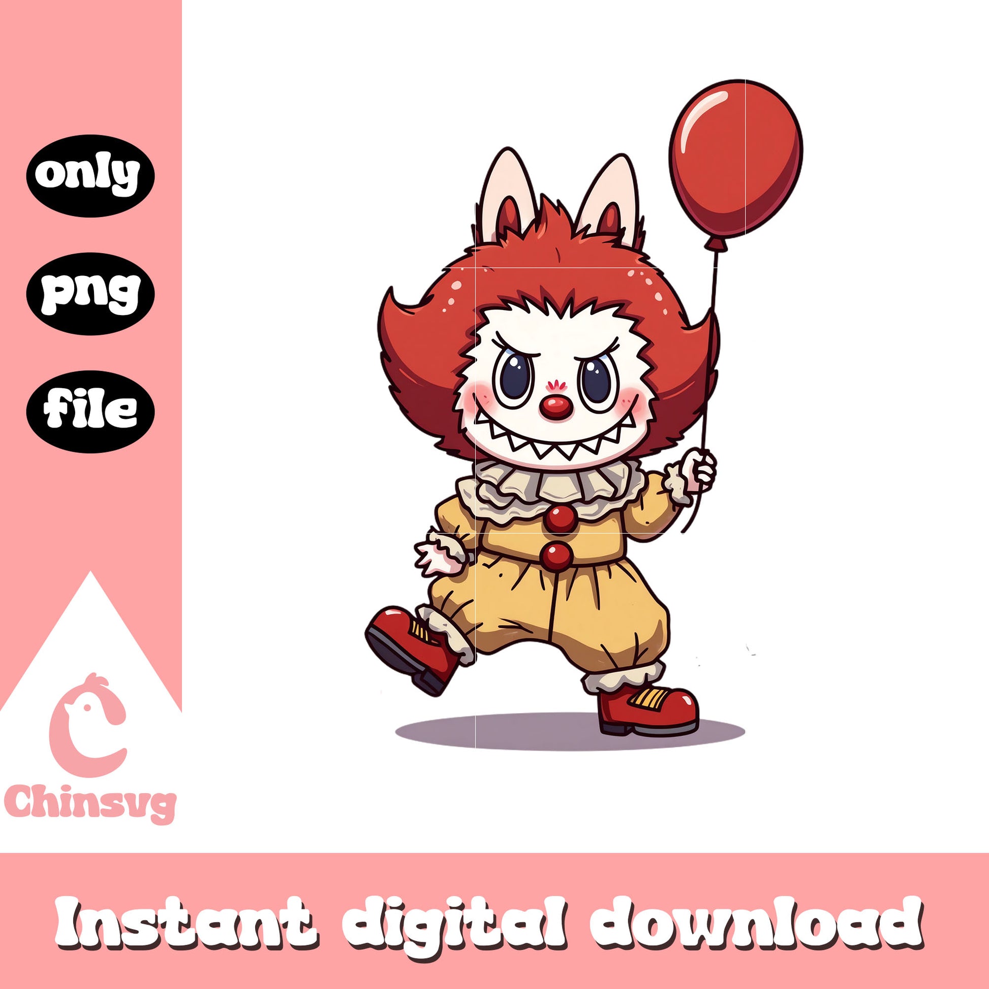 Labubu pennywise monster clipart png, pennywise from it png