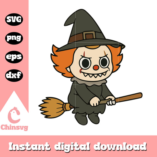 Labubu pennywise witch drawing design svg, pennywise movie svg