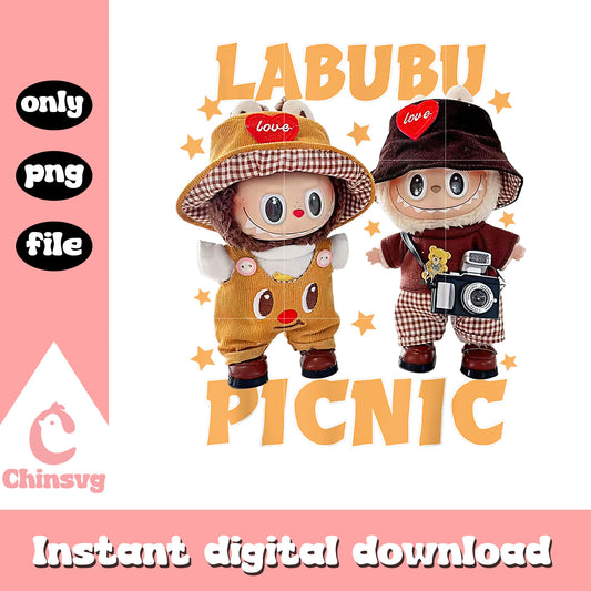 Labubu picnic fall in wild version png, labubu monsters png