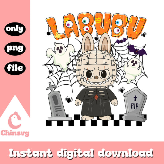 Labubu pinhead ver halloween design png, pinhead png