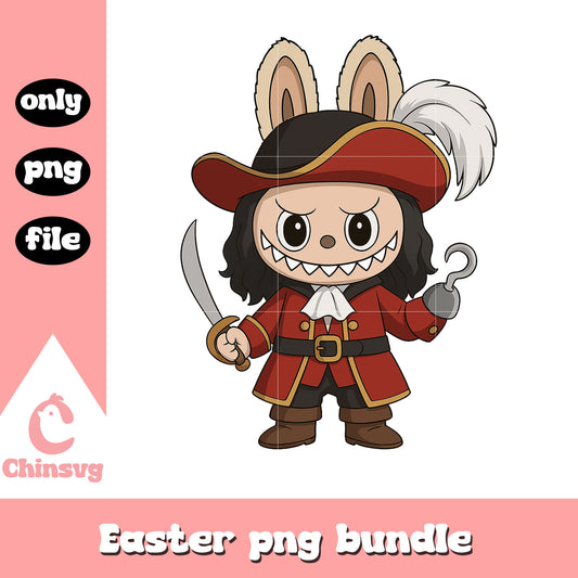 Labubu pirate hook doll clothes design png, pirates png