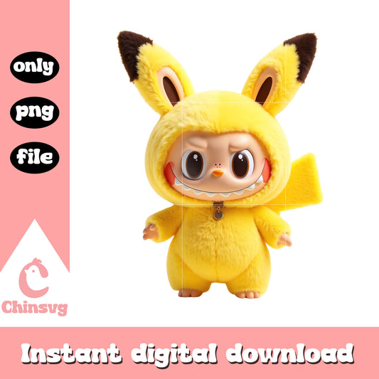 Labubu pokemon clothes design png, pokemon png, pikachu png