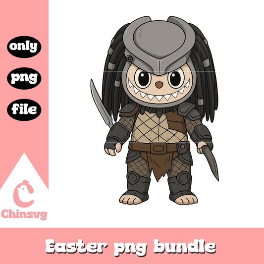 Labubu predator pugilist doll clothes design png, predator png