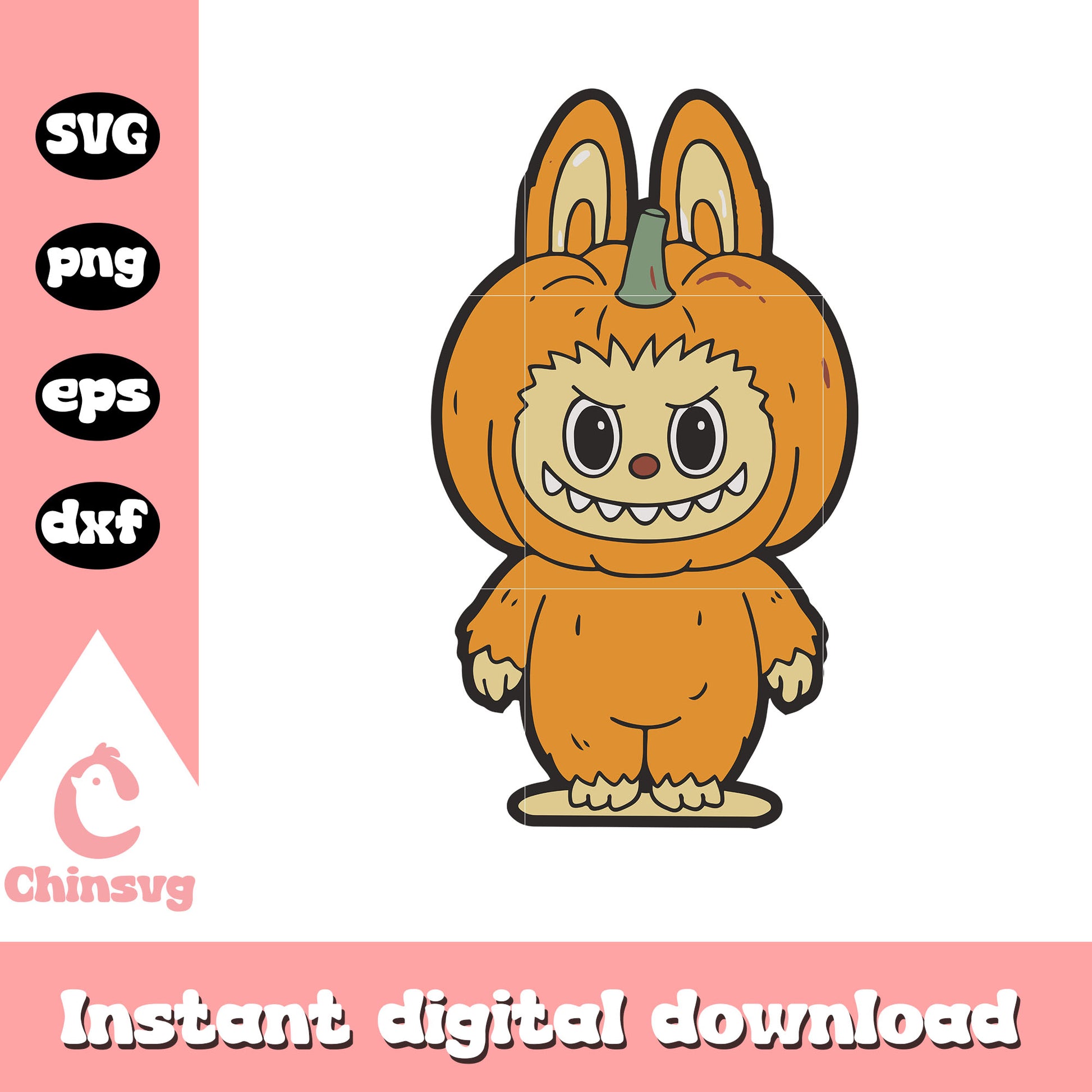 Labubu pumpkin halloween design svg, labubu halloween costume​ svg