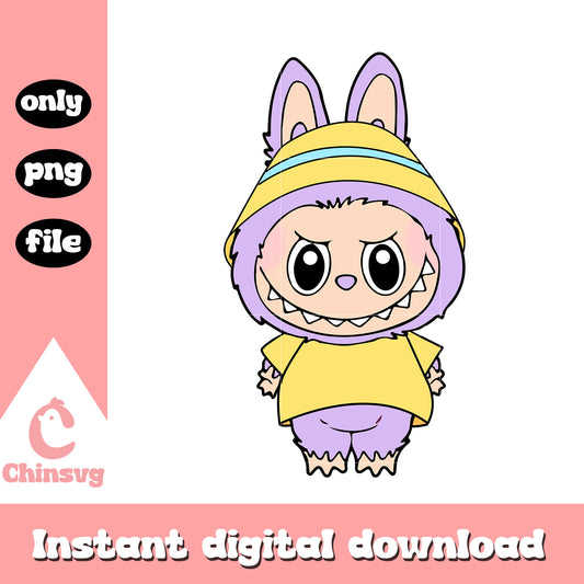 Labubu purple hooded ver costume design png, labubu art png