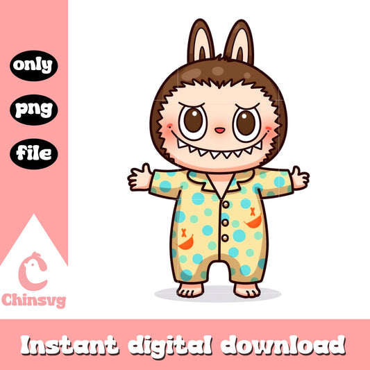 Labubu pyjama clothing design png, labubu drawing png