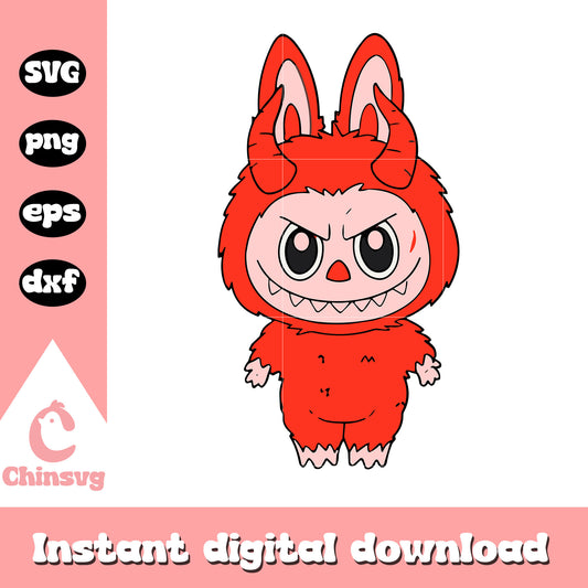 Labubu red demon halloween drawing svg, labubu art svg