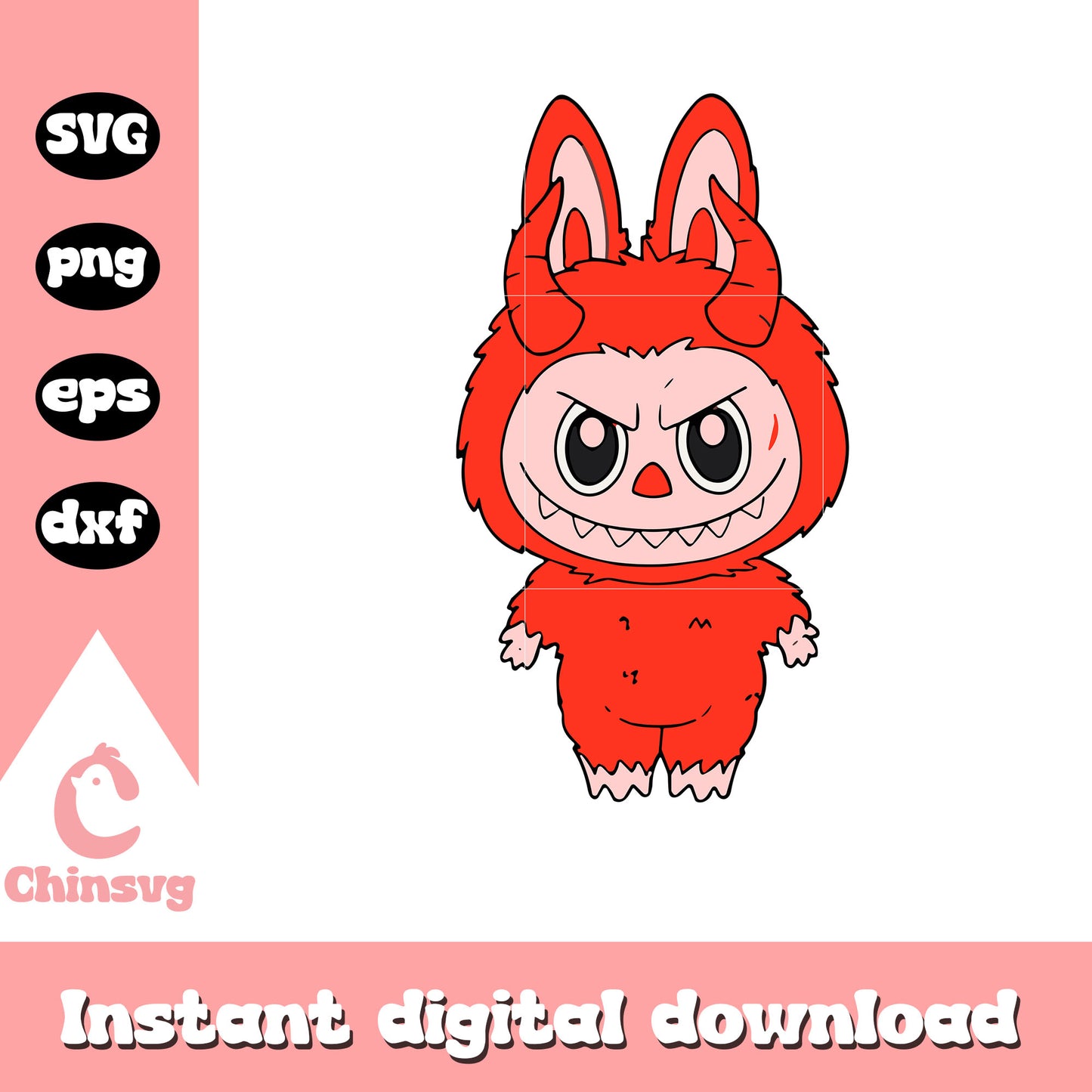 Labubu red devil design svg, labubu cartoon svg, labubu art svg