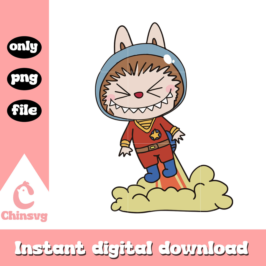 Labubu rocket launch clipart design png, labubu clothes png – Chinsvg