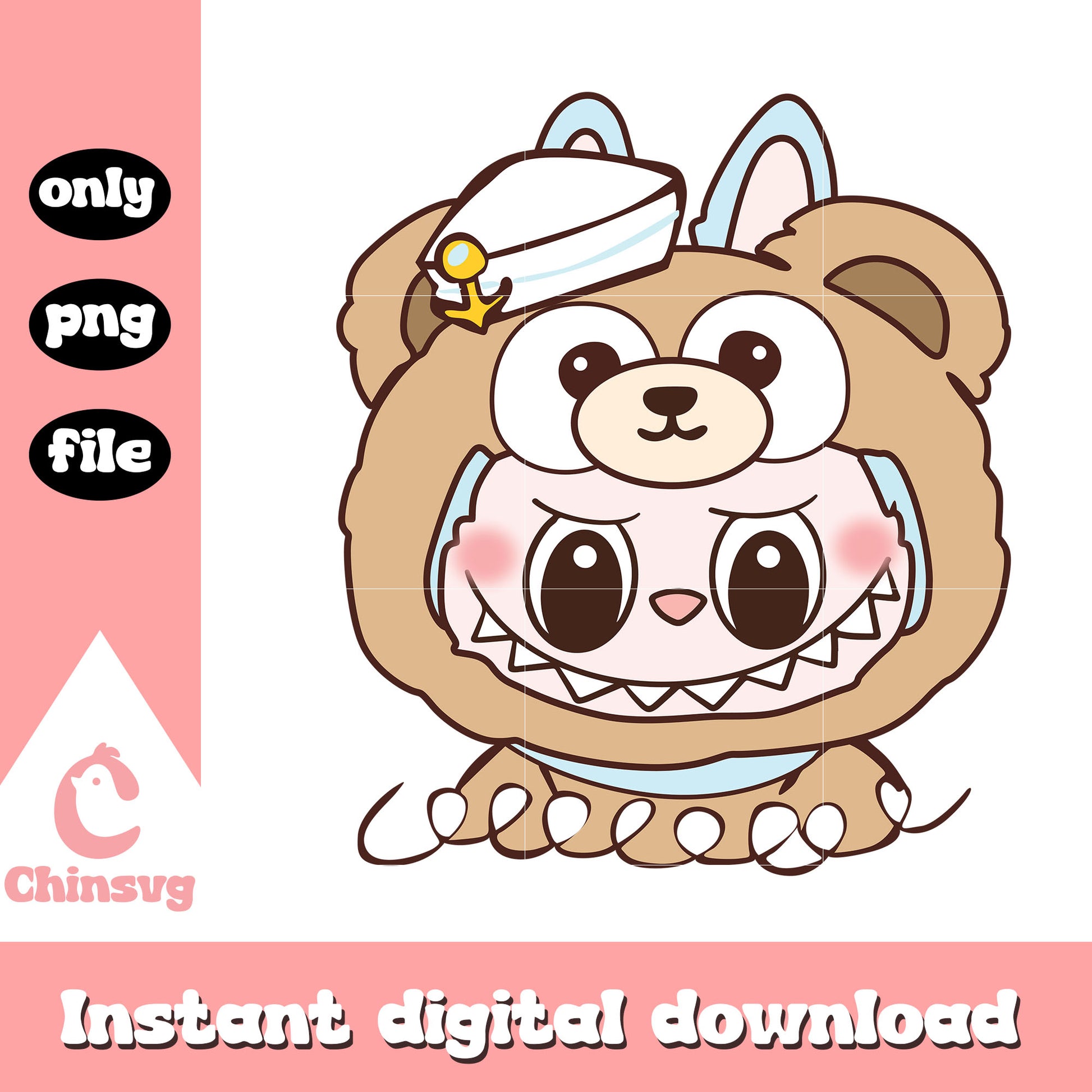 Labubu sailor bear doll design png, the monster labubu png