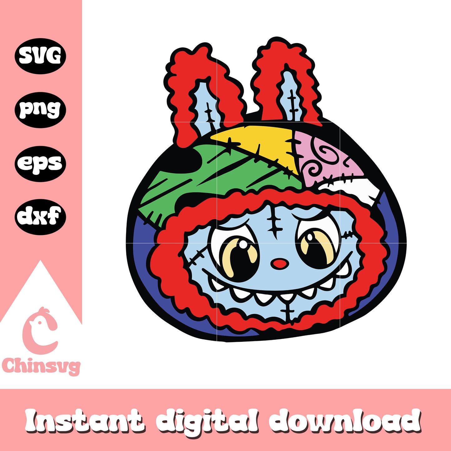 Labubu sally head svg, sally halloween​ svg, labubu halloween​ svg