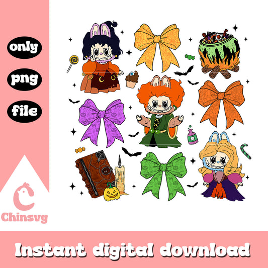 Labubu sanderson sisters coquette bow png, hocus pocus clipart png