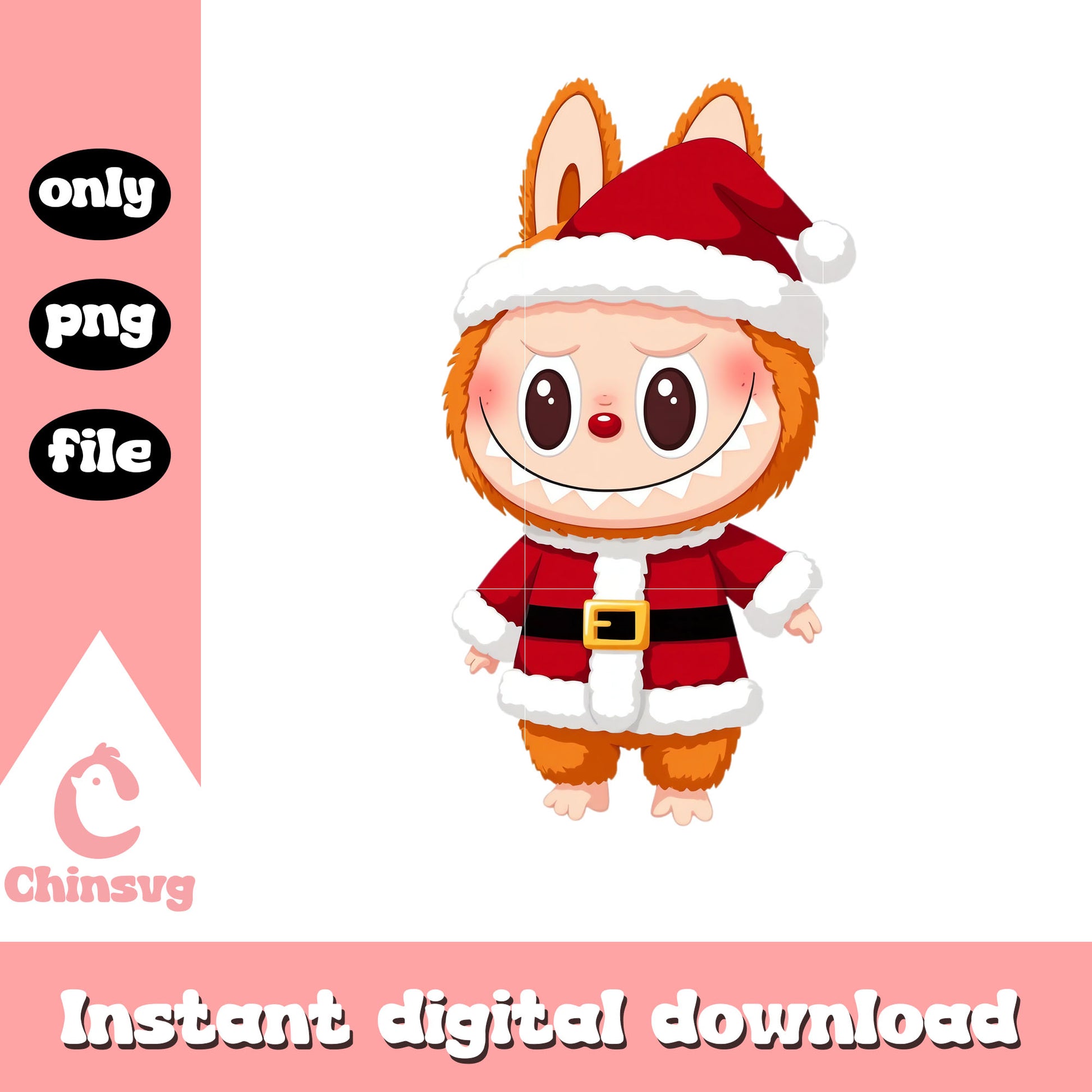 Labubu santa claus christmas day png, labubu box png