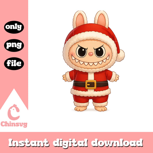 Labubu santa claus costume png, labubu clothes png