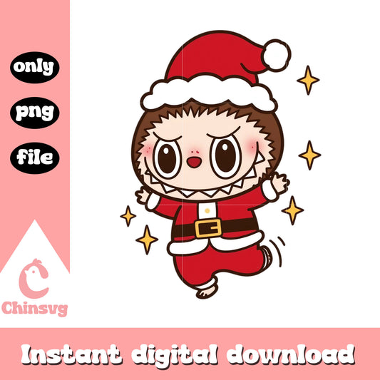Labubu santa claus monster doll design png, labubu clothes png