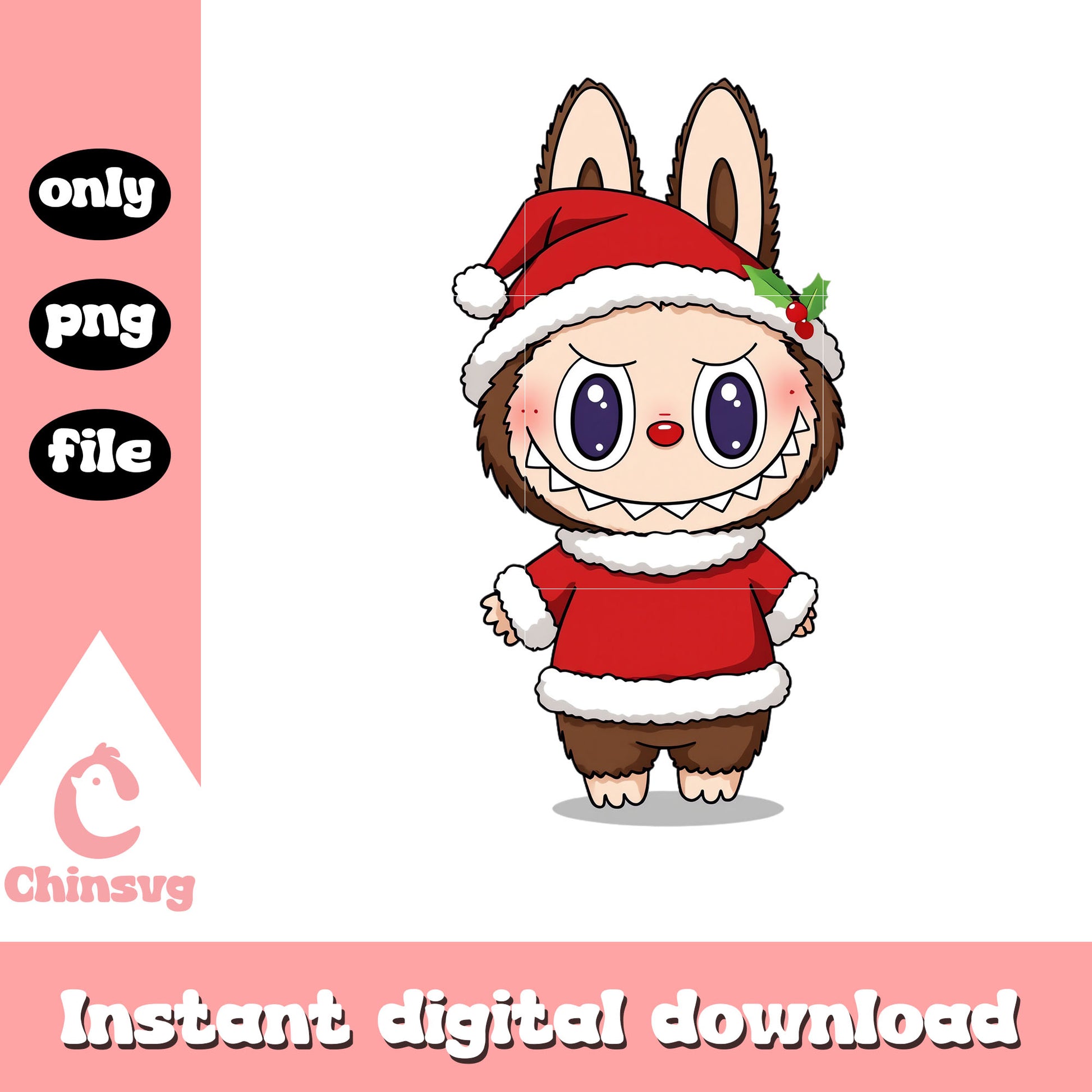 Labubu santa claus png, the monster labubu png