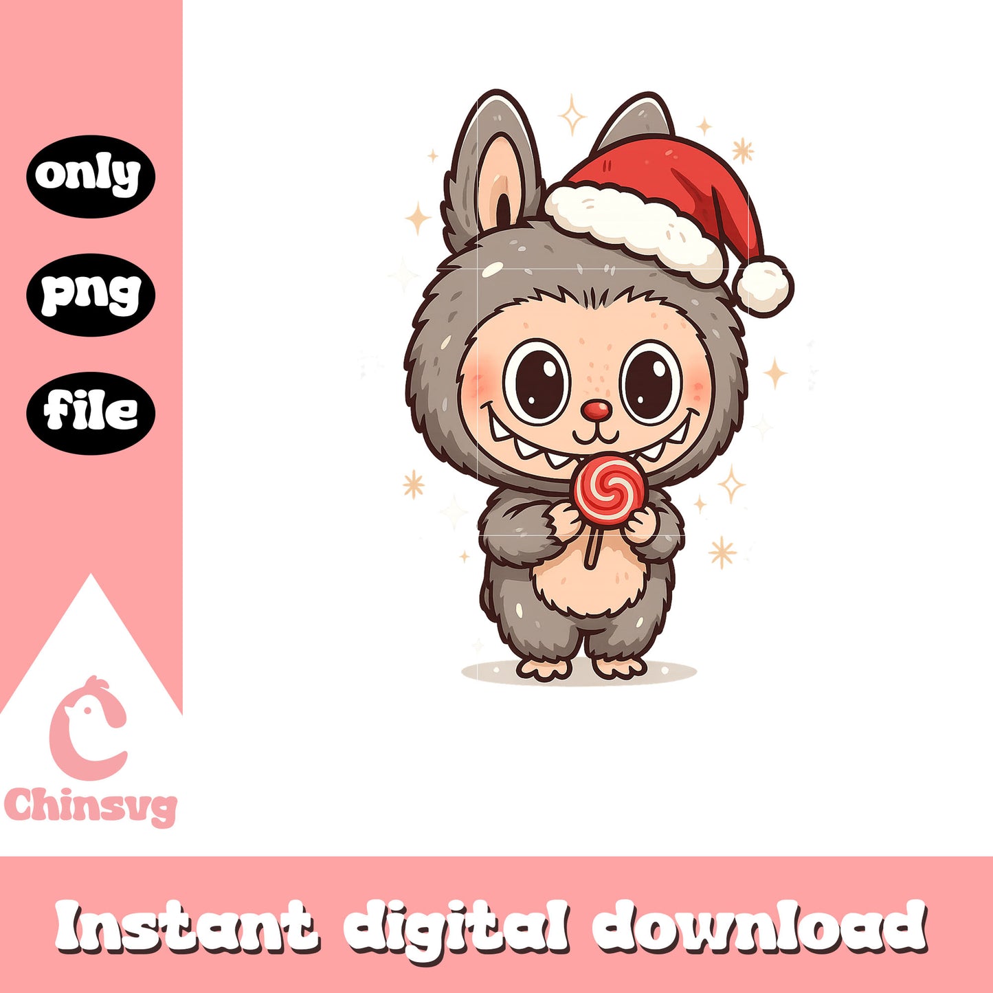 Labubu santa hat design png, labubu coca cola png