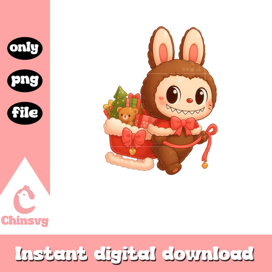 Labubu santa sack design png, labubu monsters png