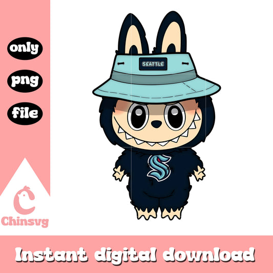 Labubu seattle kraken clothes design png, seattle kraken png