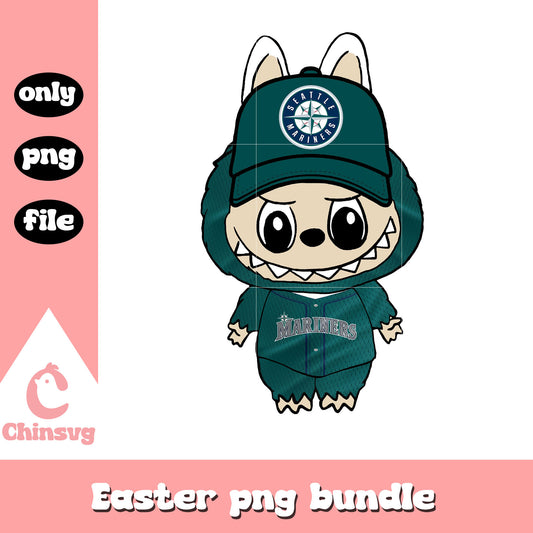 Labubu seattle mariners doll clothes design png, seattle mariners png