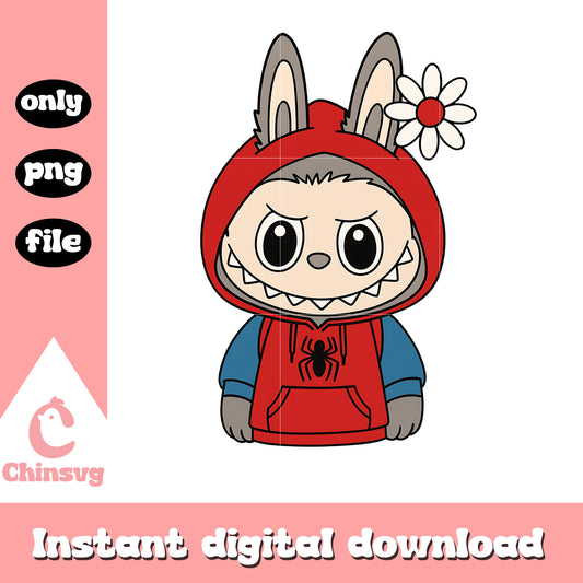 Labubu spider hoodie ver drawing design png, labubu clothing png