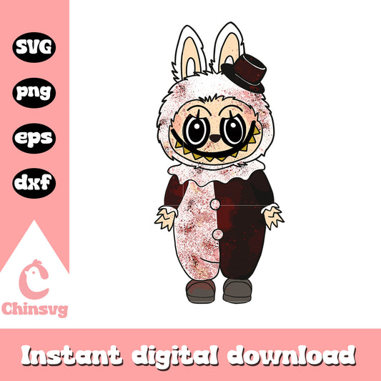 Labubu splatter clown halloween design svg, halloween clown svg