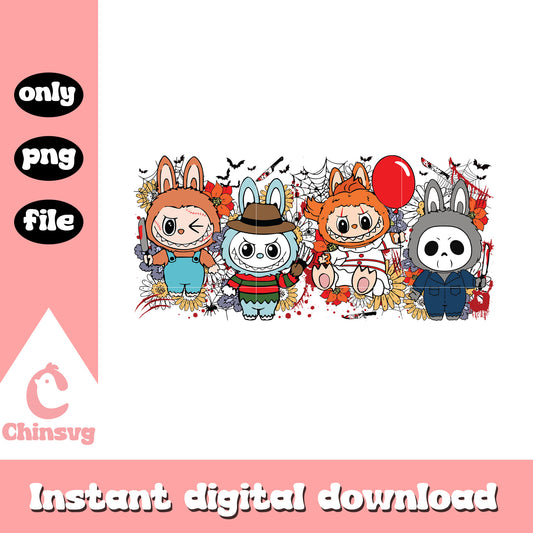 Labubu spooky characters halloween vibes png, scary movies png