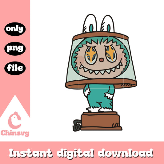 Labubu star-eyed lamp clipart design png, labubu art png
