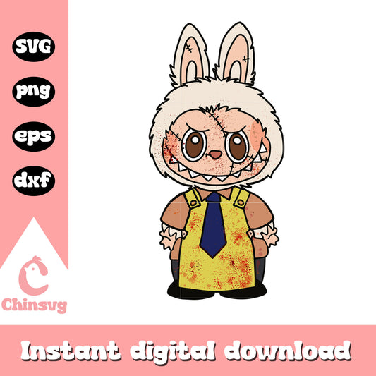 Labubu stitched slayer cute doll drawing svg, labubu outfits svg