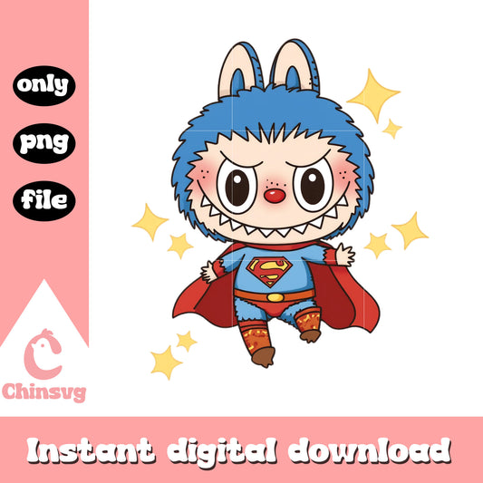 Labubu superman clothes design png, superman movies png