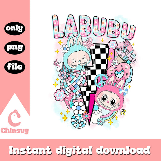 Labubu sweet disco clipart design png, labubu decoration png