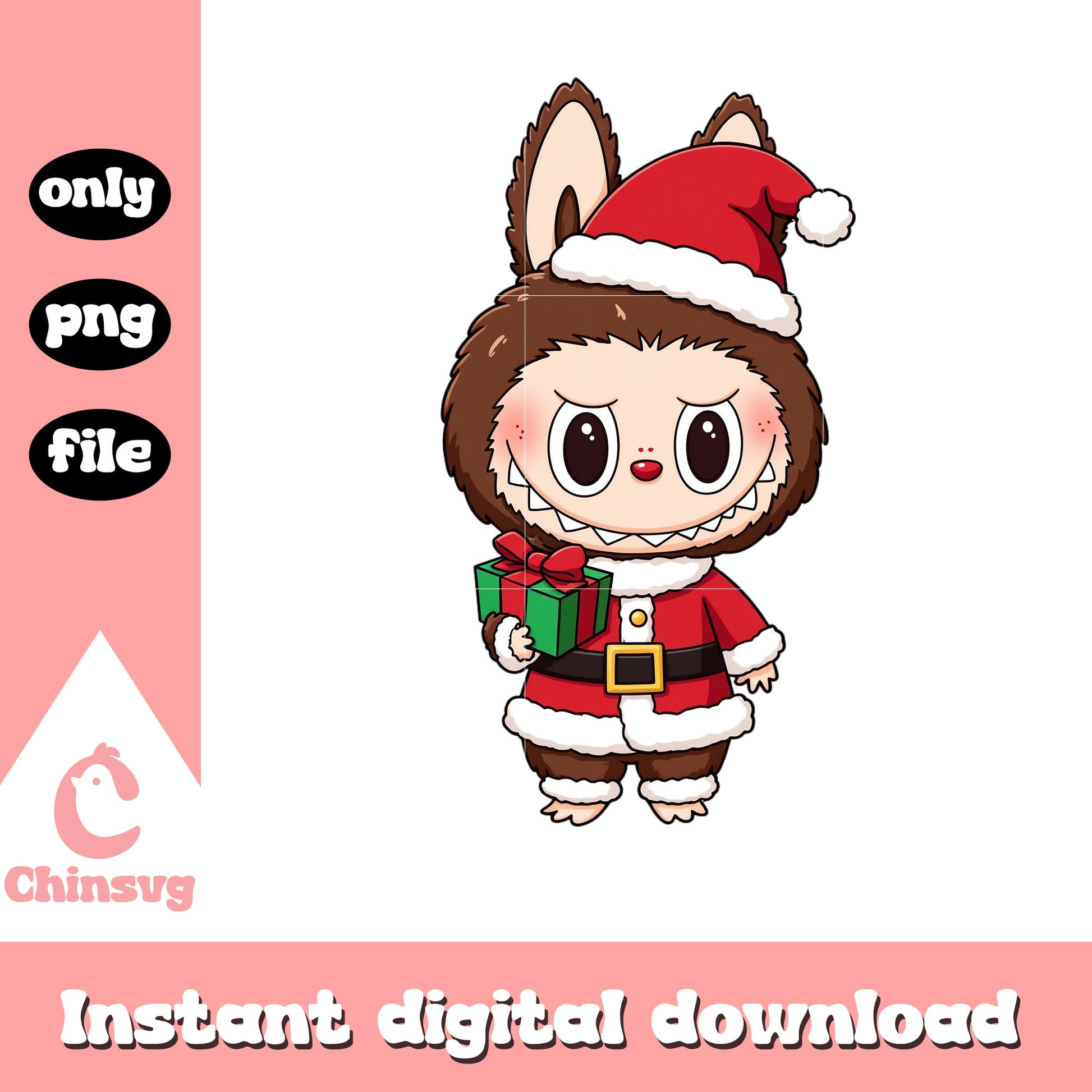 Labubu the monster santa claus png, secret labubu png