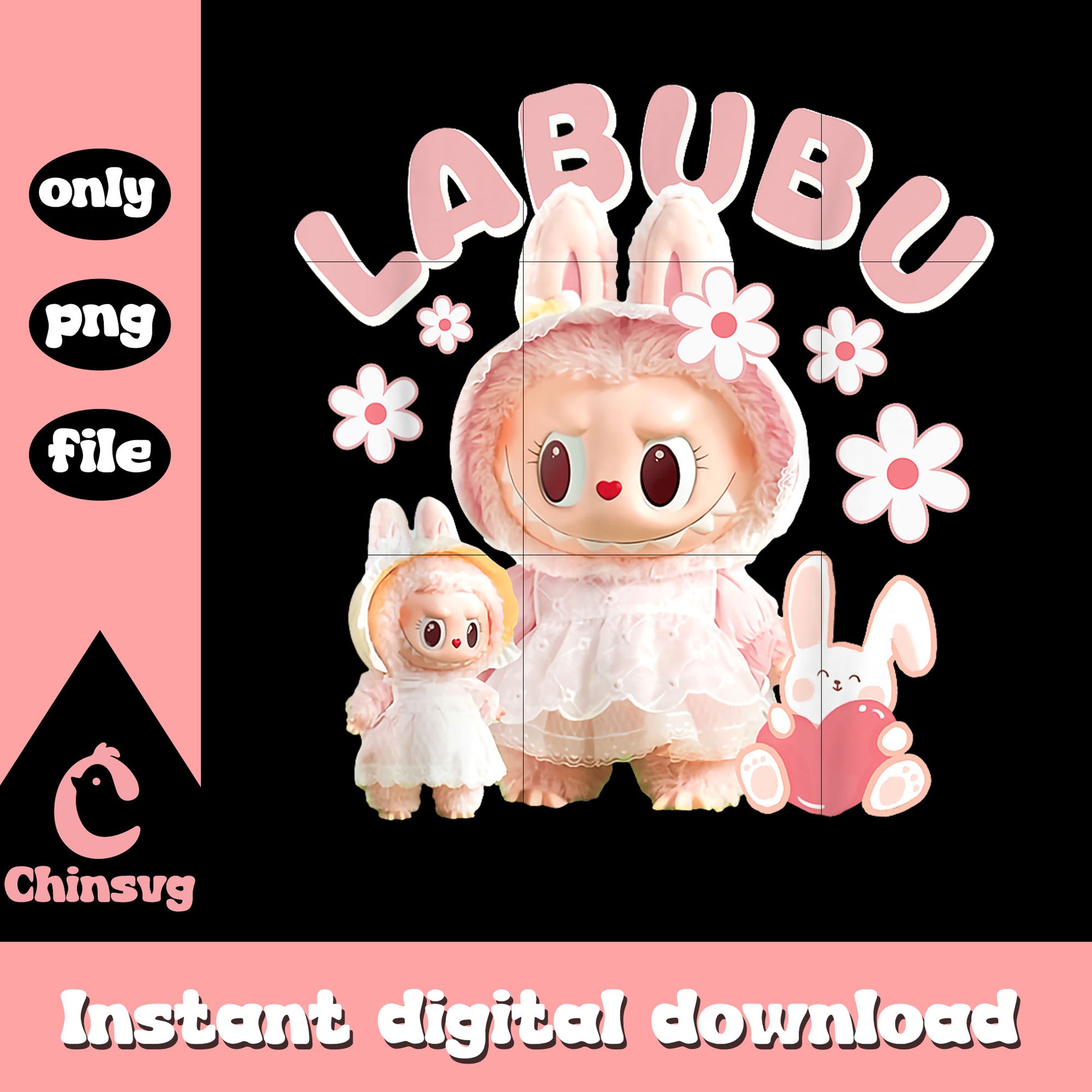 Labubu the monsters pink meme png, labubu colors png