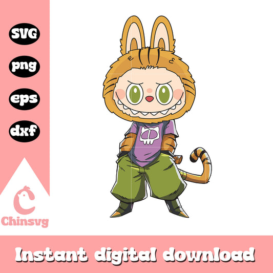 Labubu tiger cute doll drawing design svg, baby labubu svg