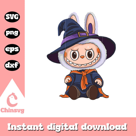 Labubu trick or treat witch clipart svg, halloween witch svg