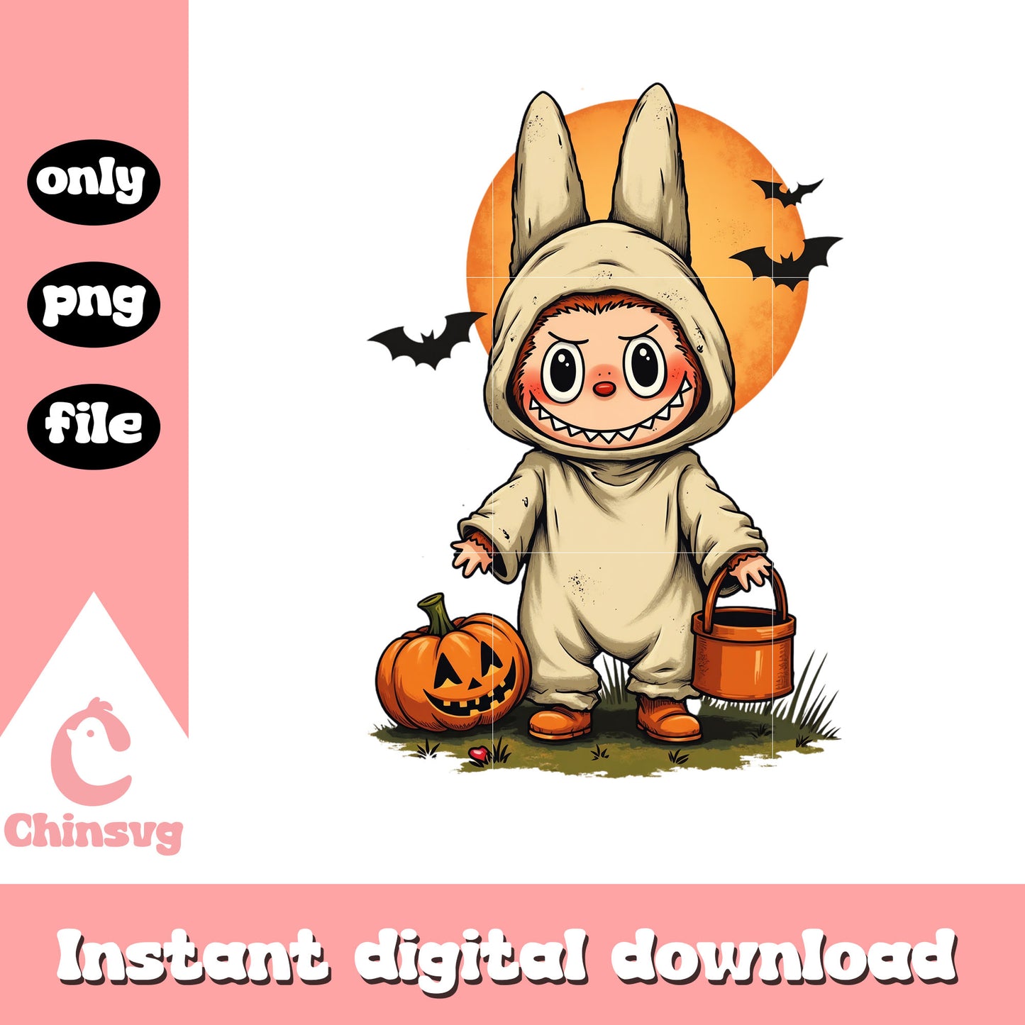 Labubu trickster monster doll art png, monster halloween png
