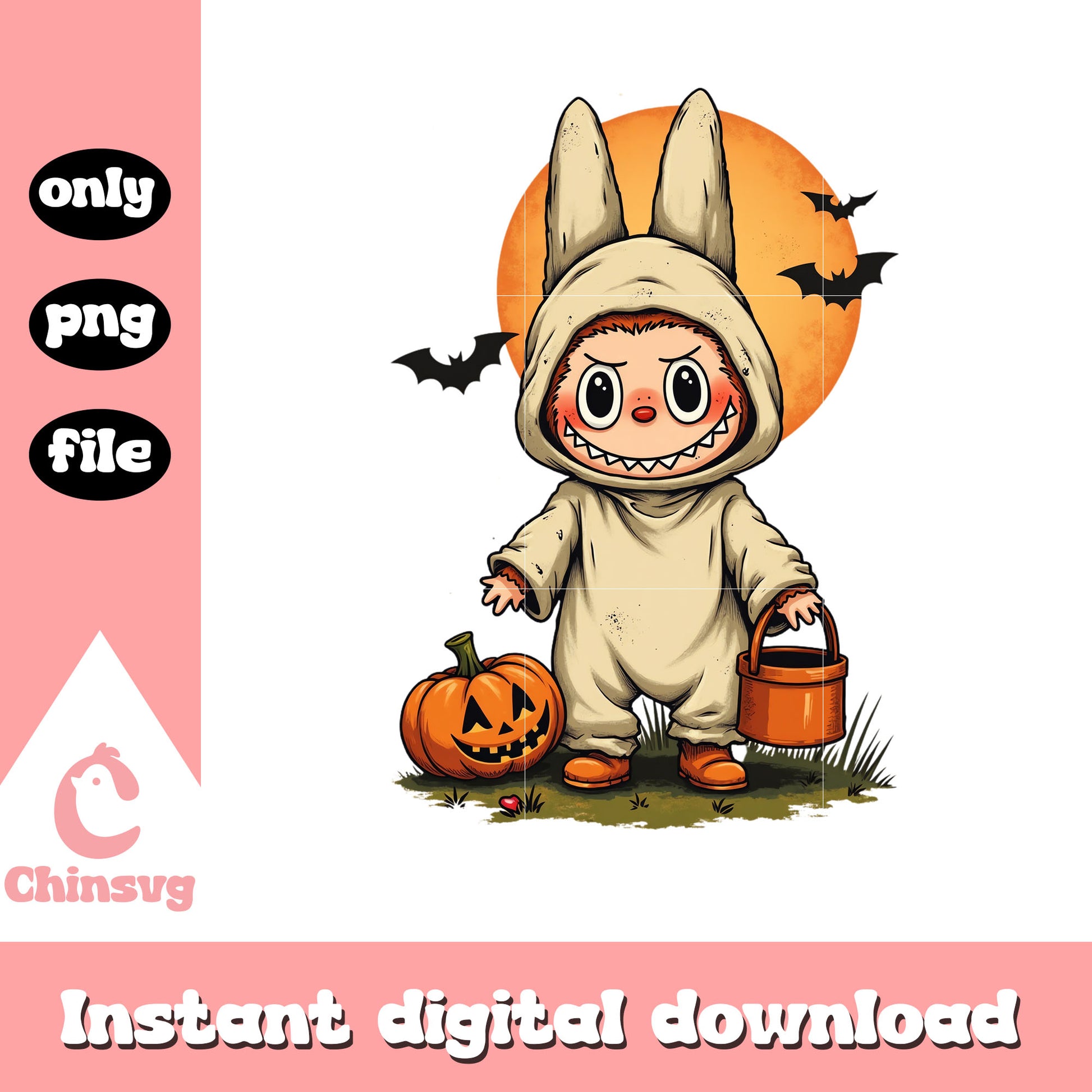 Labubu trickster monster doll art png, monster halloween png