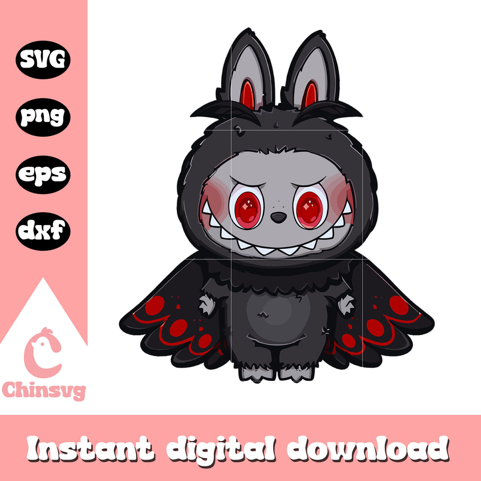 Labubu vampire bat horror drawing svg, vampire cartoon svg – Chinsvg