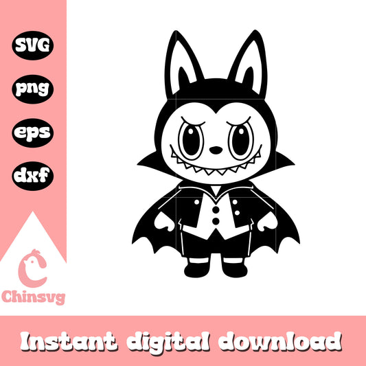 Labubu vampire black svg, halloween vampire​ svg, labubu halloween svg