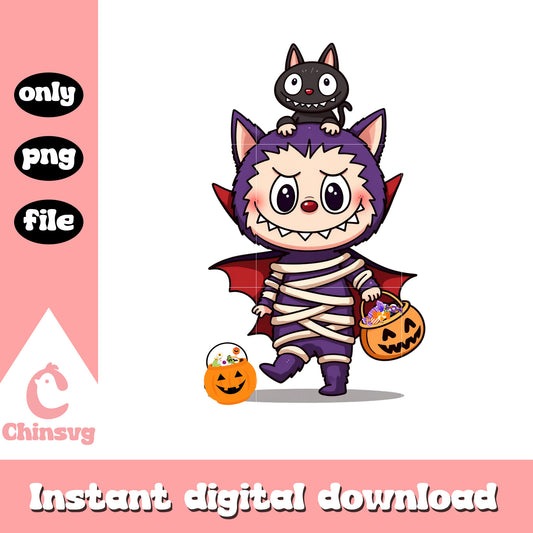 Labubu vampire monster halloween png, vampire halloween png