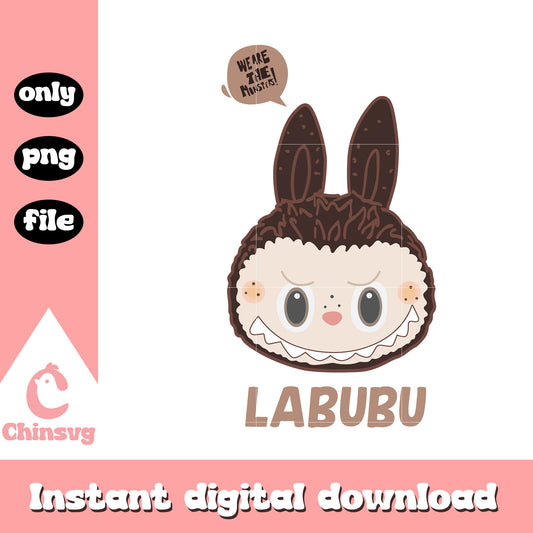 Labubu we are the monsters head design png, labubu clipart png