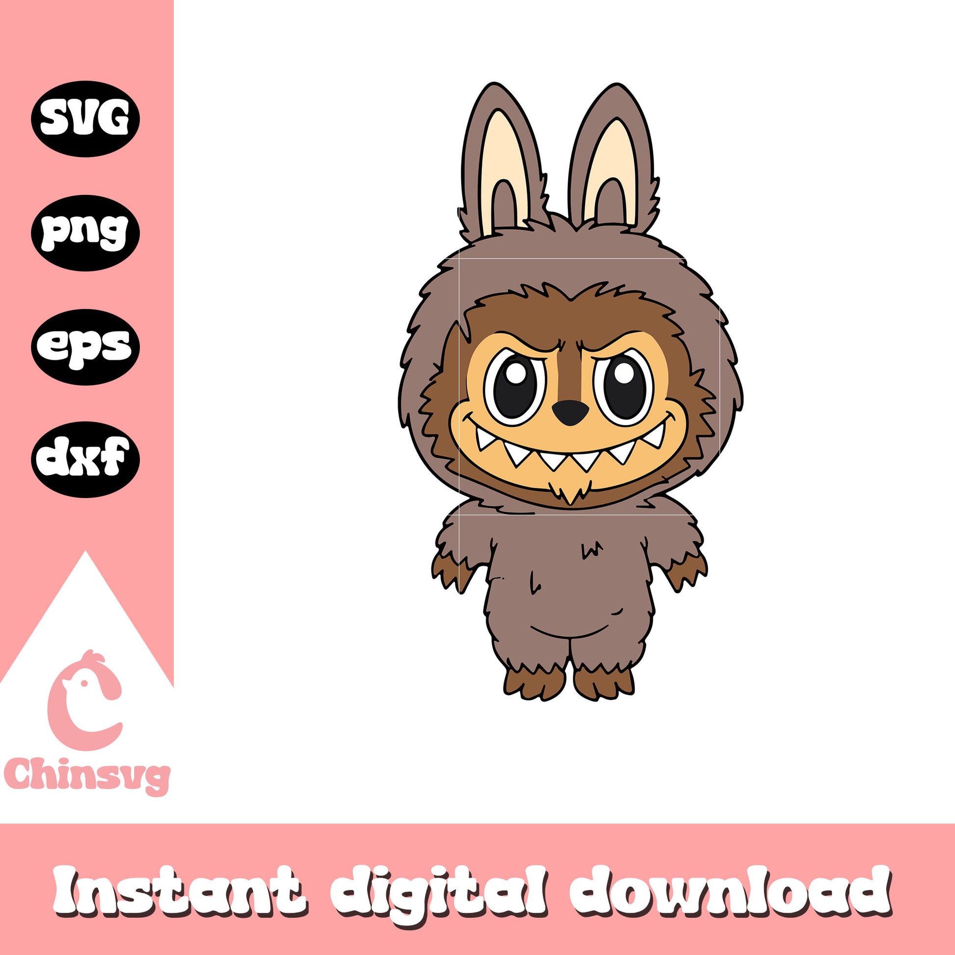 Labubu werewolf design svg, labubu character svg, labubu doll svg