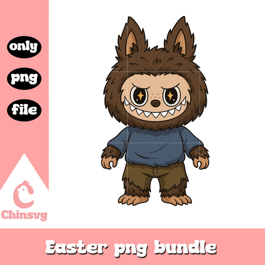 Labubu werewolf monster doll drawing design png, monster labubu png