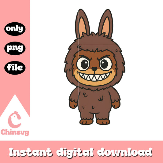 Labubu wildman grin ver drawing design png, labubu outfits png