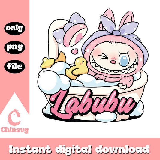 Labubu winking bubble bath ver drawing png, labubu toy png