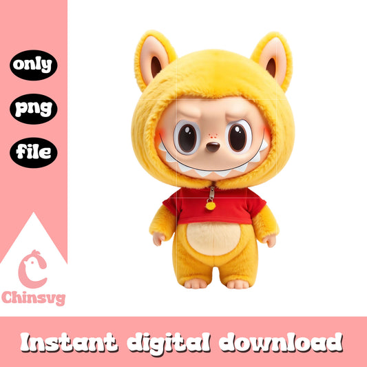 Labubu winnie the pooh doll design png, winnie the pooh png