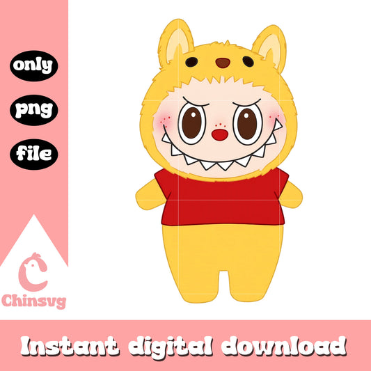 Labubu winnie the pooh png, labubu cartoon png, winnie the pooh png